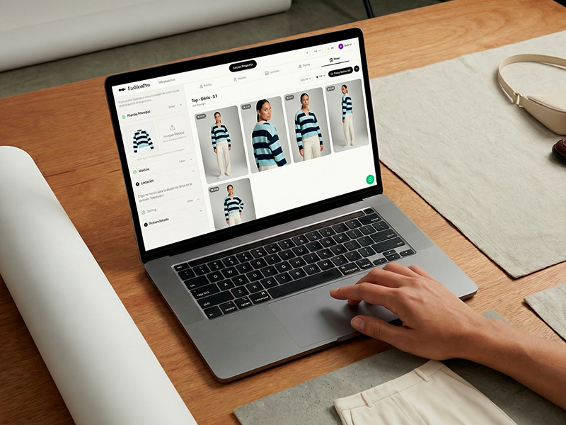 Pantallas mostrando fotos profesionales de producto