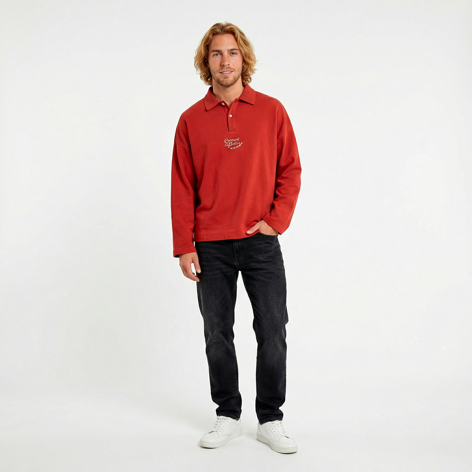 Polo roja manga larga