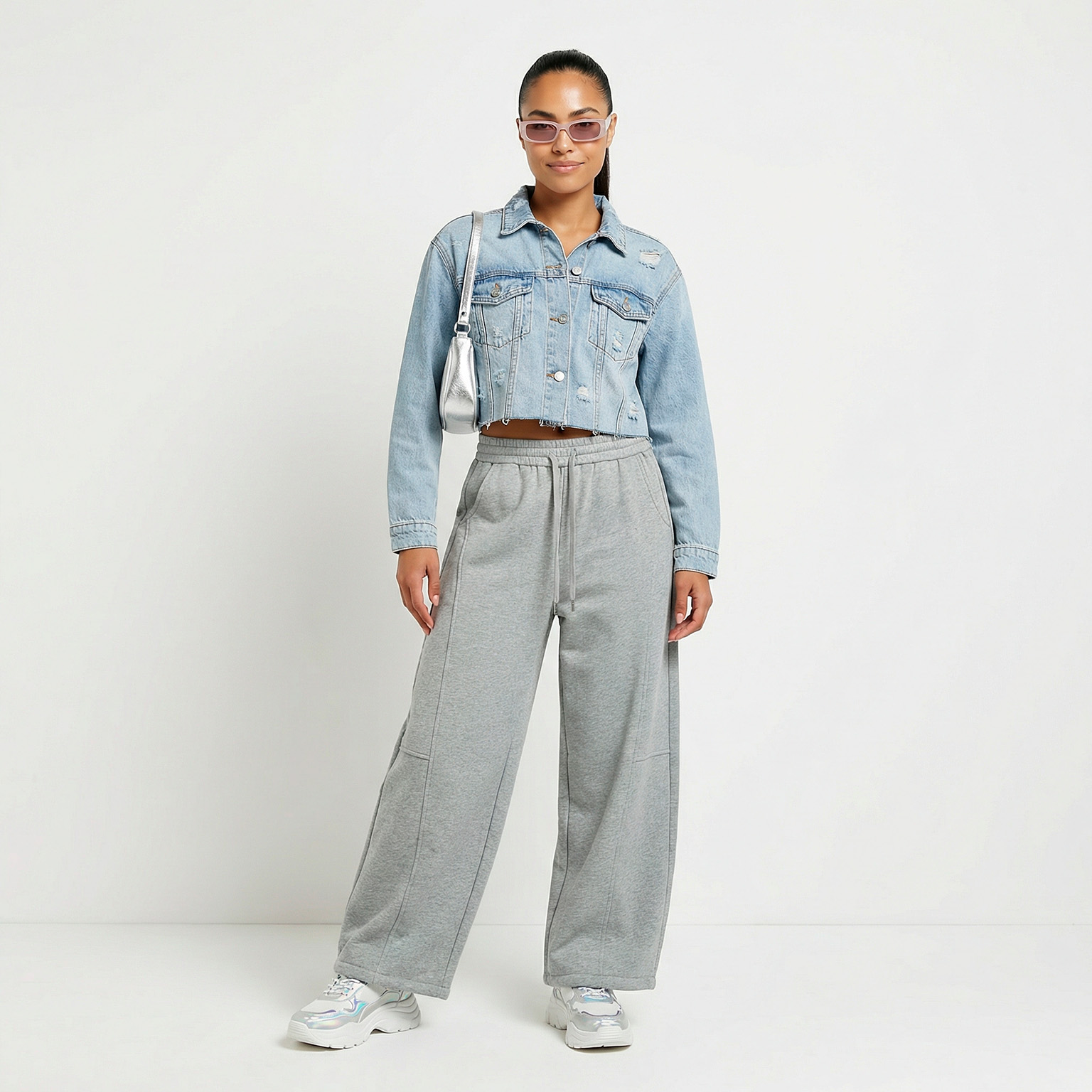 Joggers grises wide-leg