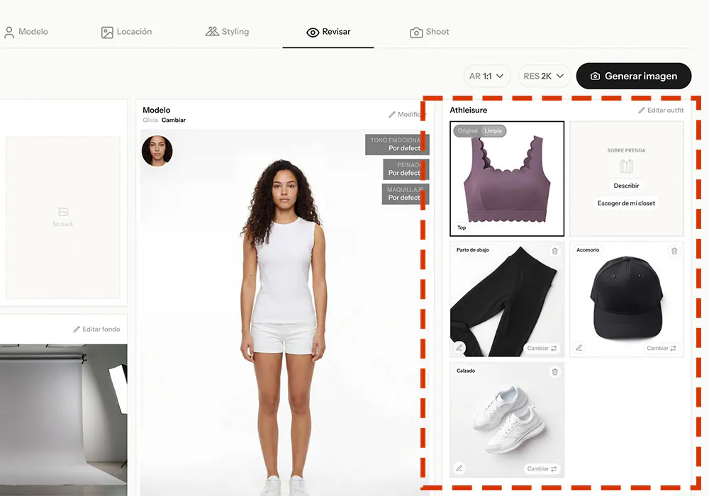 Here you customize your outfit