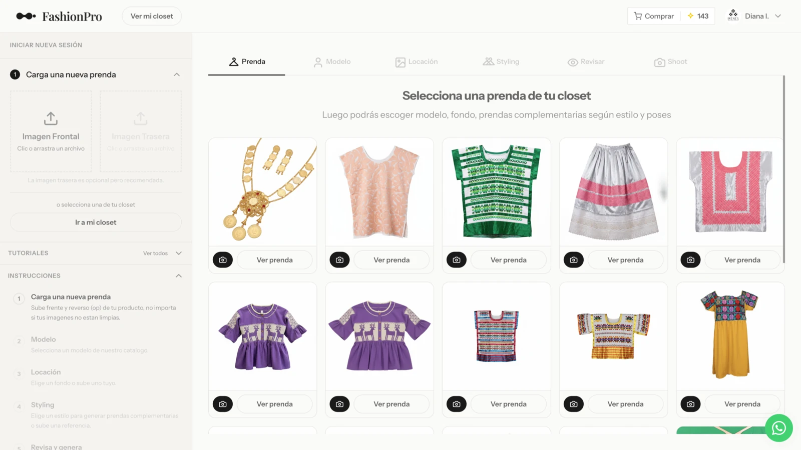 Captura del estudio virtual de FashionPro